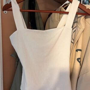 White reformation Ribbed square beck Top